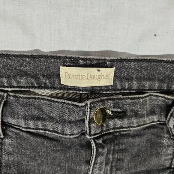 Favorite Daughter Jordie Charcoal Gray Distressed Jeans Size 34 Stretch Cotton - Picture 15 of 16